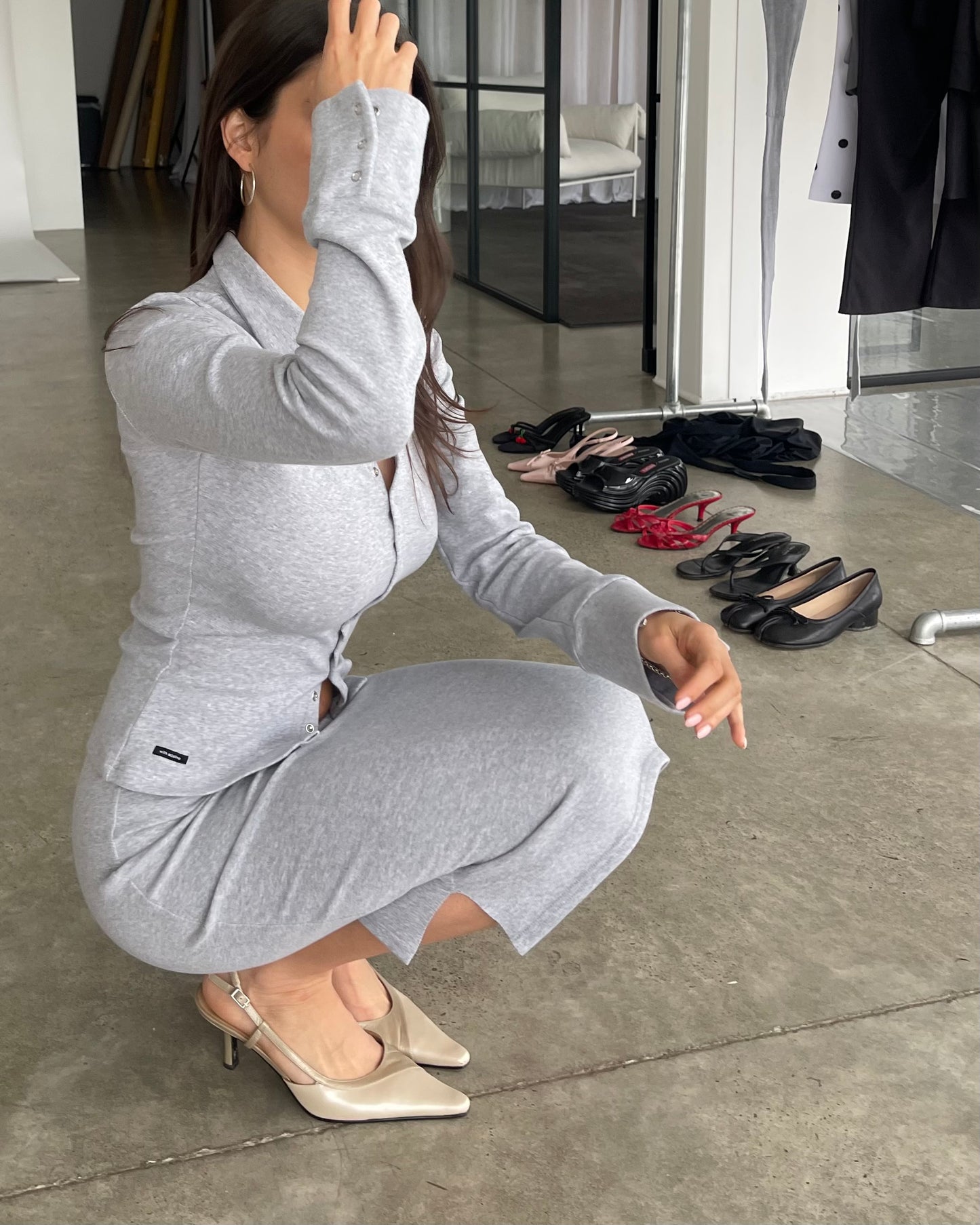 Midi Skirt | Grey Marl