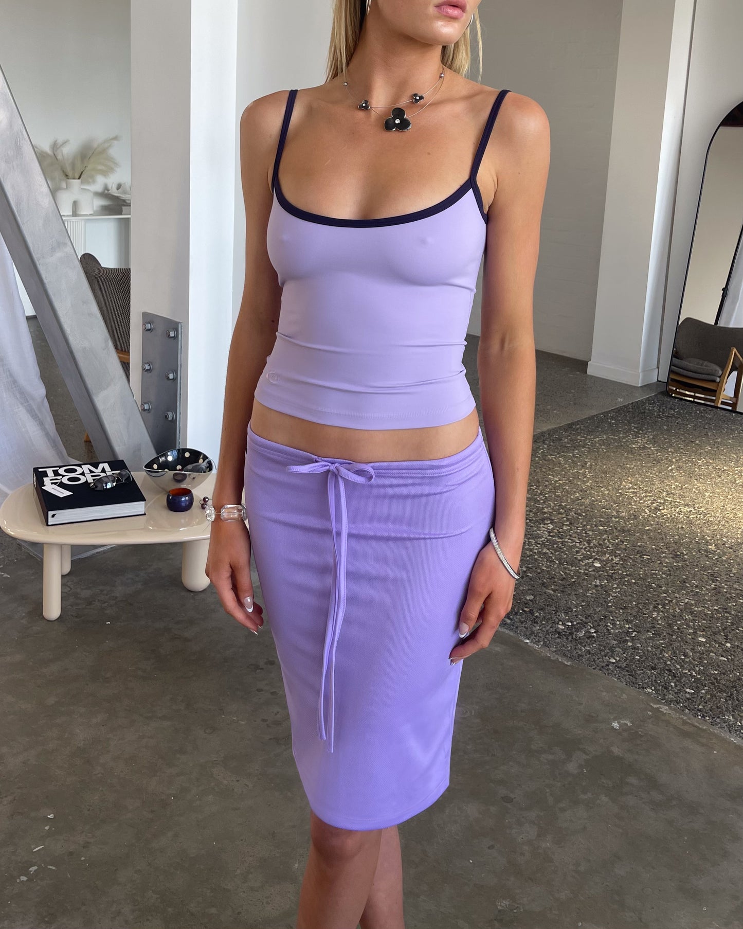 Mesh Midi Skirt | Lilac