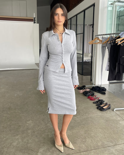 Midi Skirt | Grey Marl