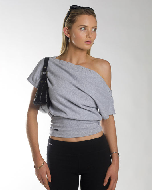 Snap Button Top | Grey Marl (*PRE-ORDER dispatching late-July)