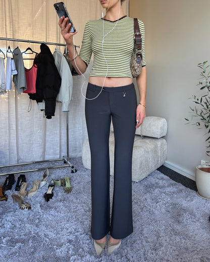 Heart Charm Low Rise Pant | Charcoal