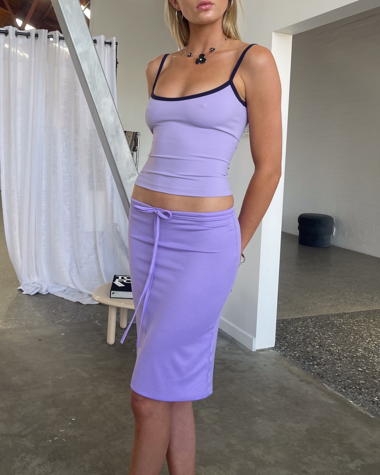 Mesh Midi Skirt | Lilac