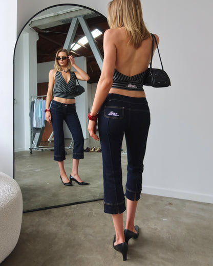Honey Halter Top | Grey Marle Stripe
