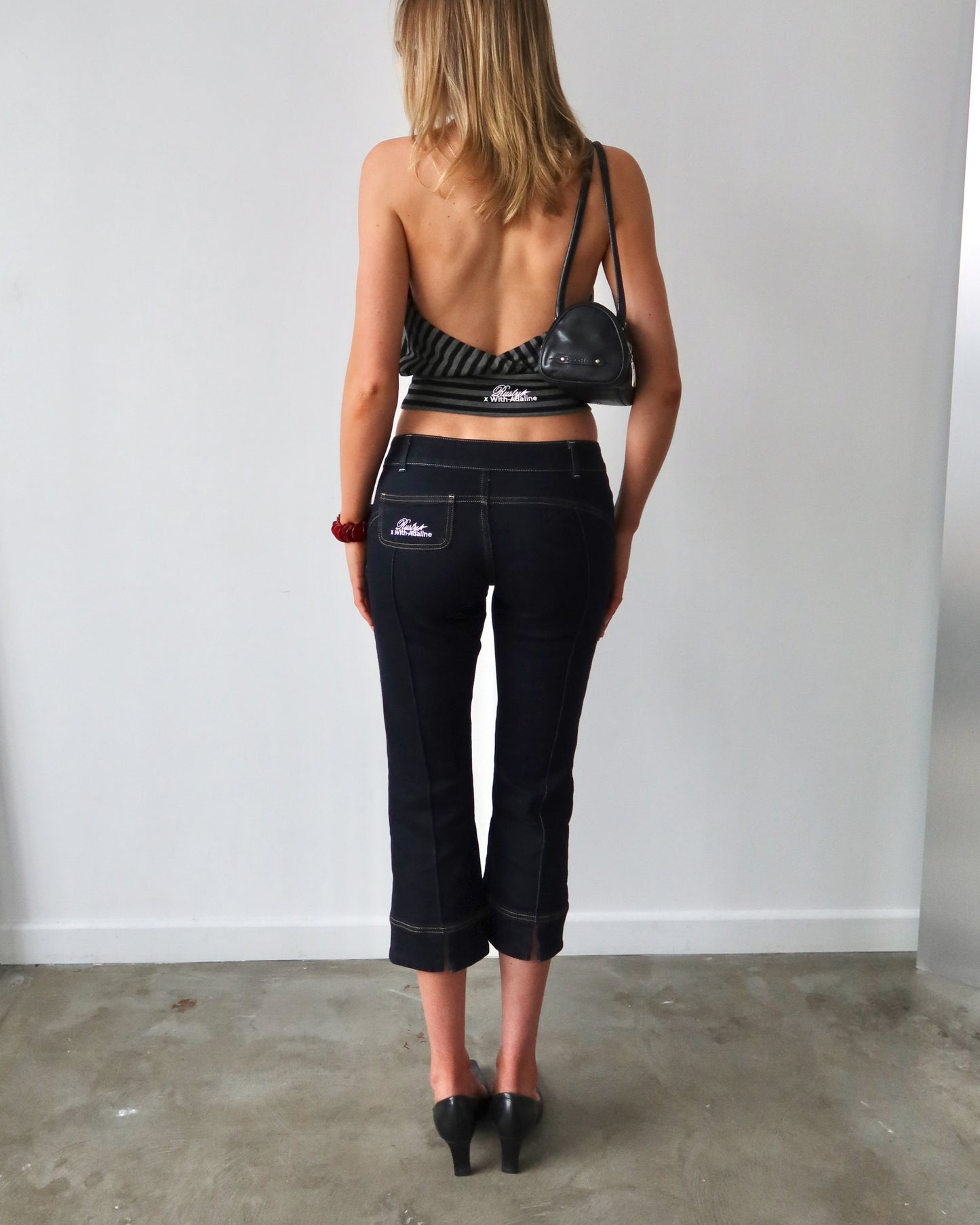 Honey Halter Top | Grey Marle Stripe