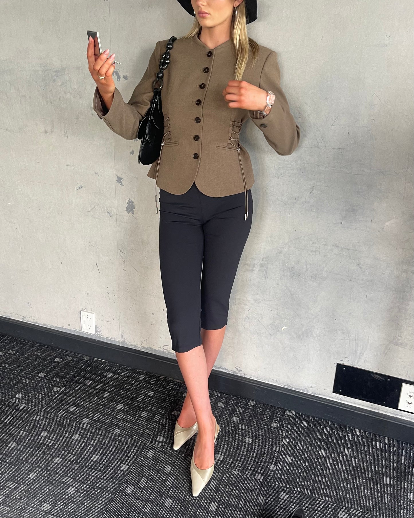 Tailored Cinch Blazer | Khaki Brown Melange