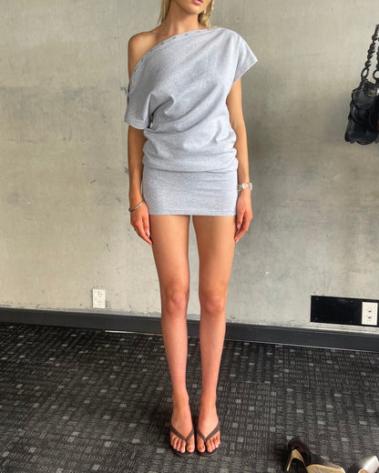 Snap Button Dress | Grey Marl