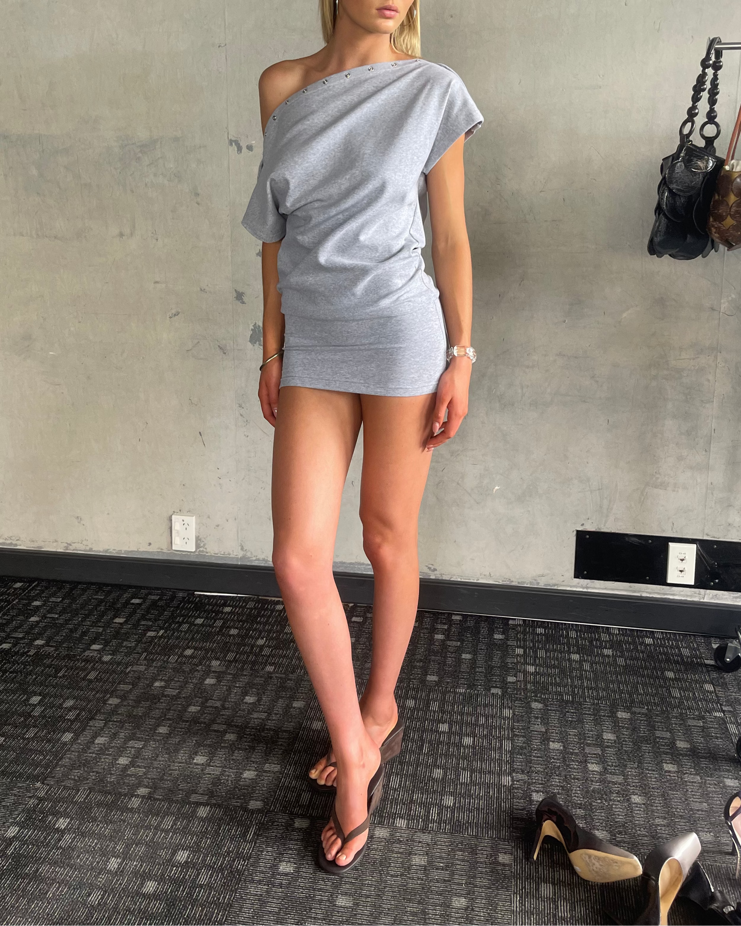 Snap Button Dress | Grey Marl