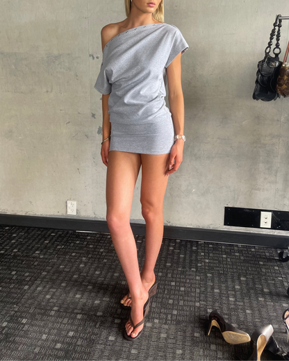 Snap Button Dress | Grey Marl