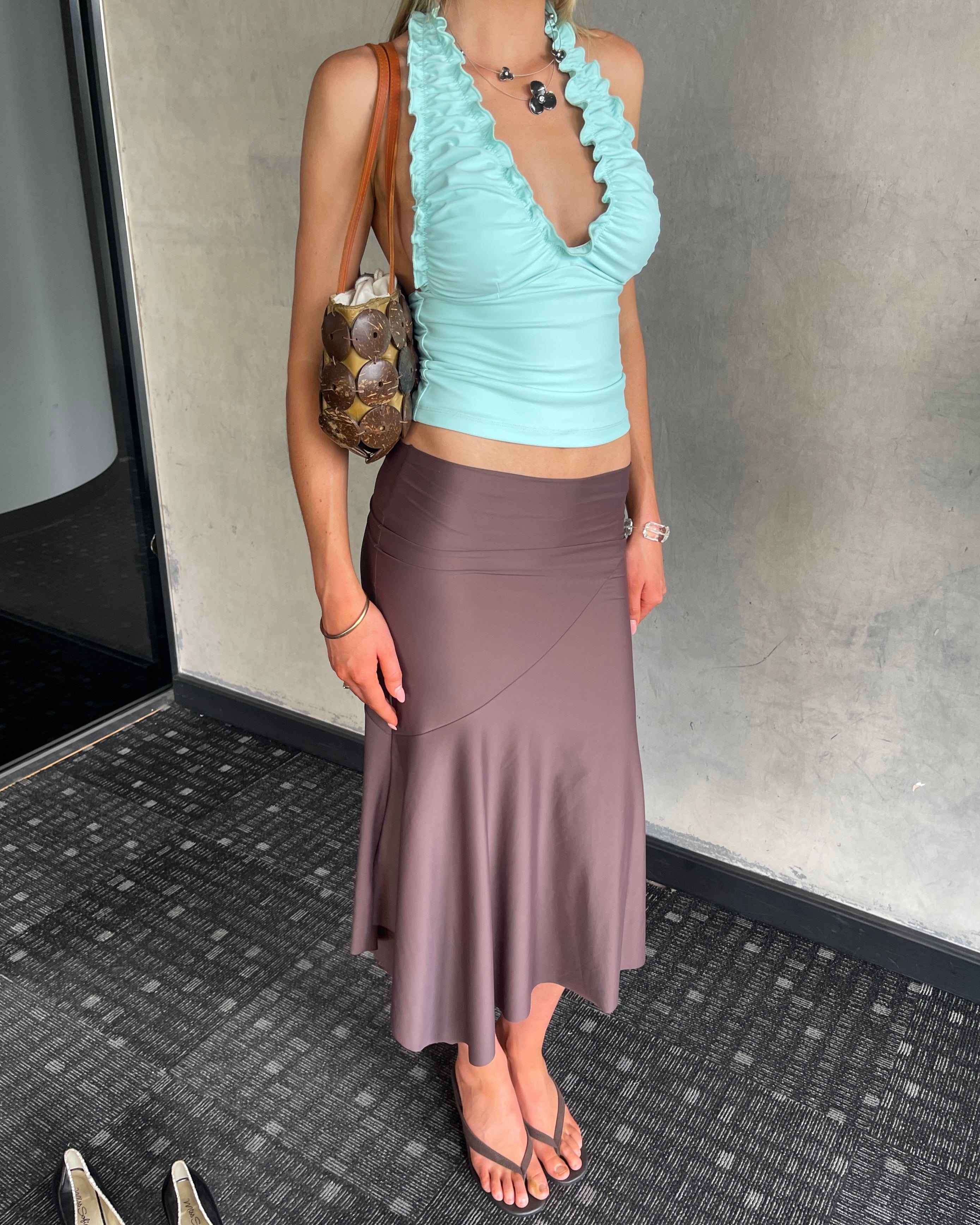 Ruffle Halter Top | Aqua – With Adaline