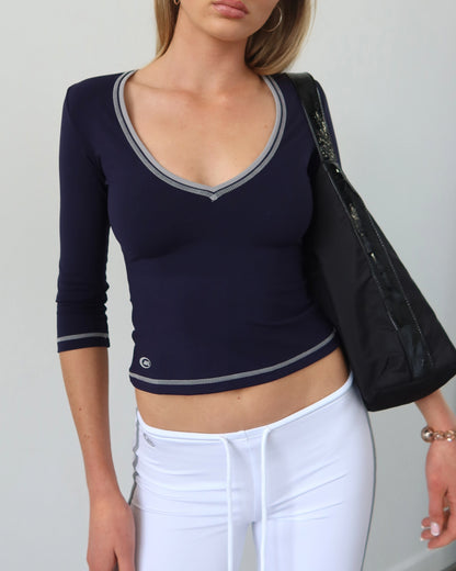 V Neck Top | Navy (*PRE-ORDER Dispatching late-November)