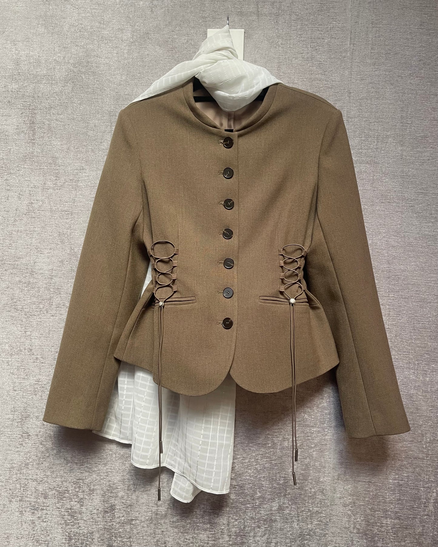 Tailored Cinch Blazer | Khaki Brown Melange