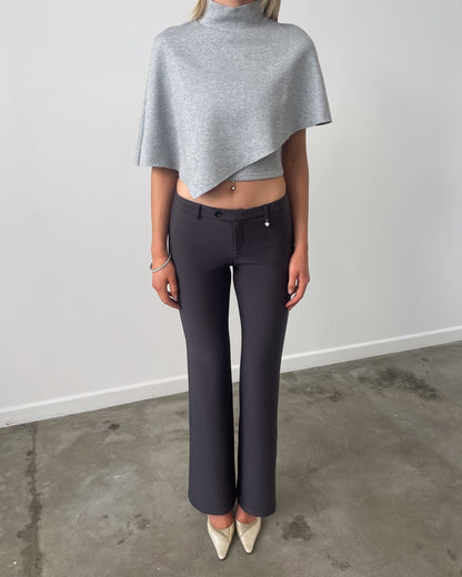 (COMING SOON) Heart Charm Low Rise Pant | Charcoal