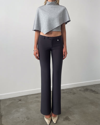 (COMING SOON) Heart Charm Low Rise Pant | Charcoal