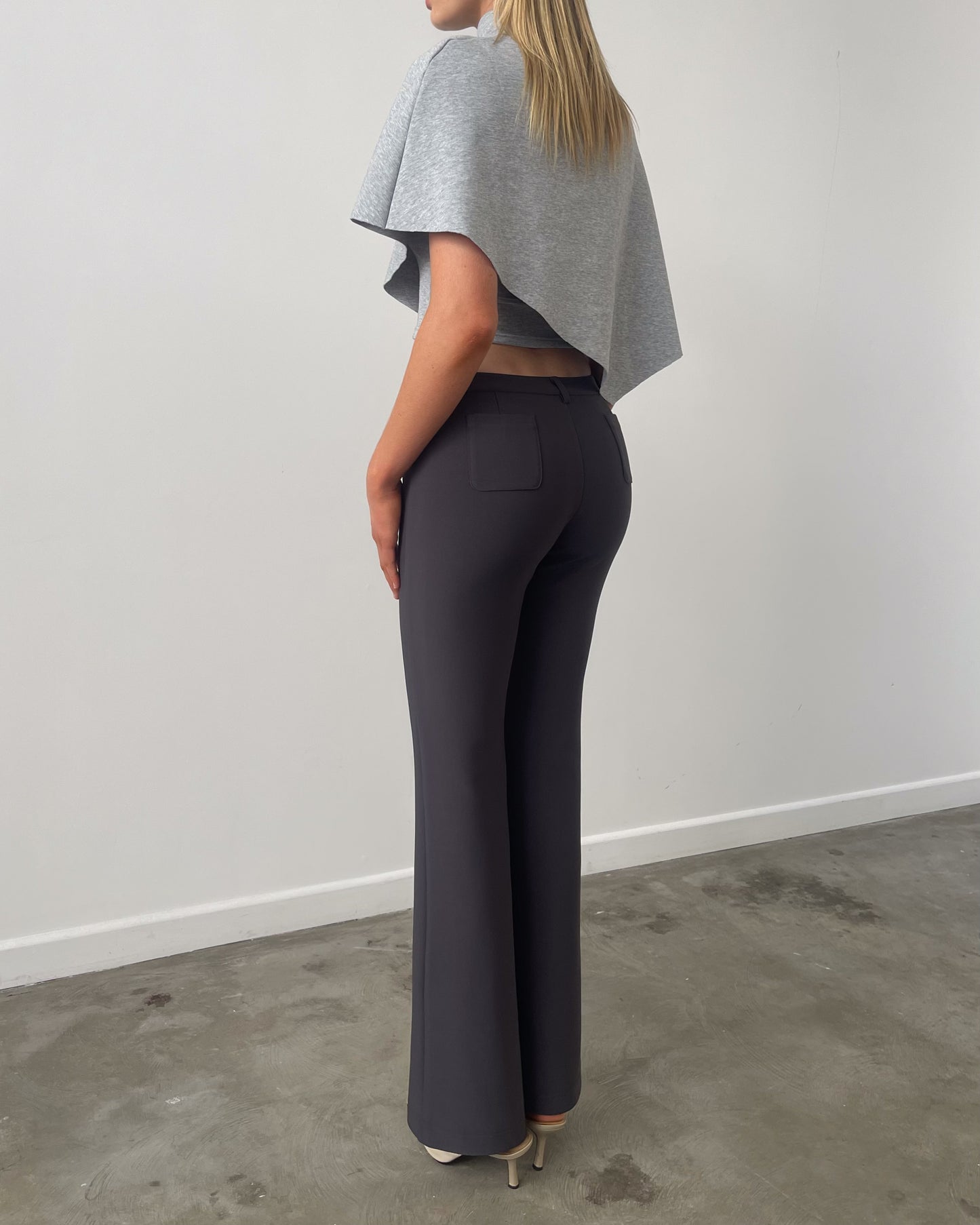 (COMING SOON) Heart Charm Low Rise Pant | Charcoal