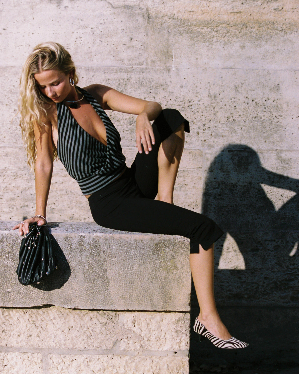 Honey Halter Top | Grey Marle Stripe