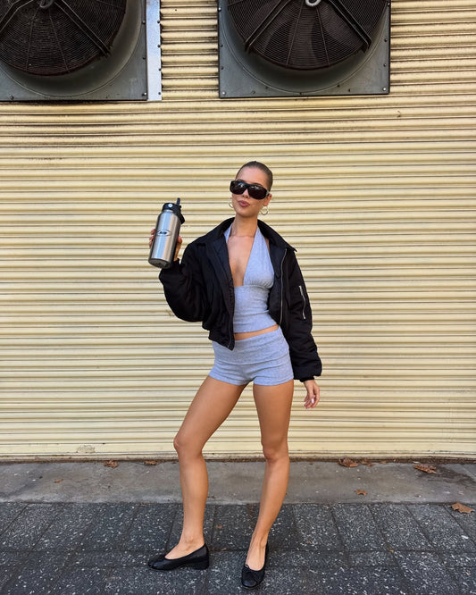 Fold-Over Shorts | Grey Marl